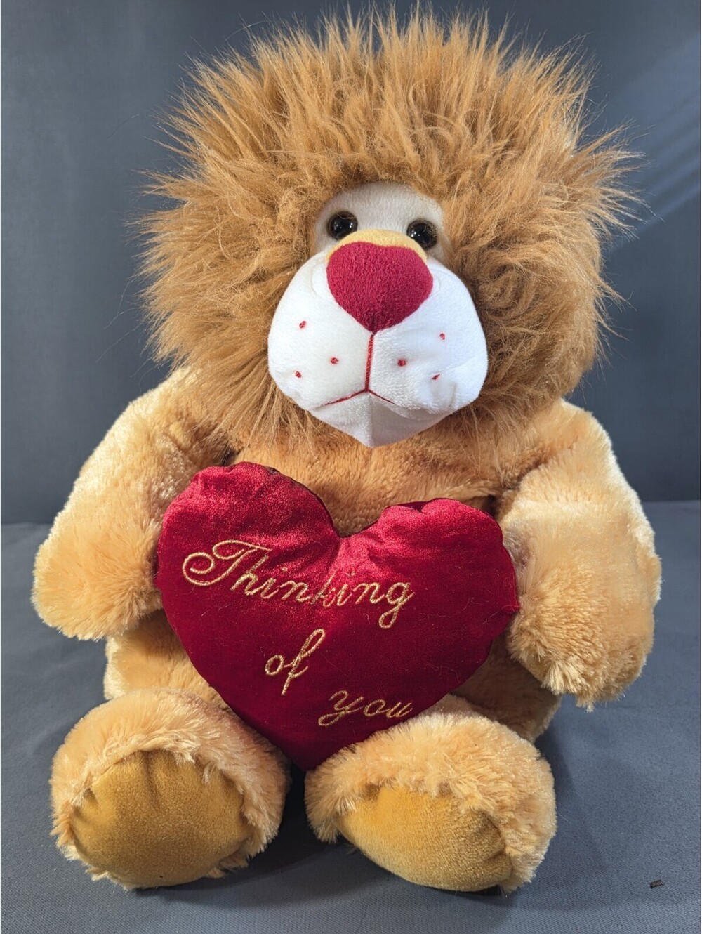 Cuddle Barn Lionheart Singing Plush Lion Thinking Of You Red Heart Animated Toy